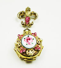 1950s Signed Coro Pegasus Mark Mid-Century Floral Drop Pin Locket - Front - Thumbnail