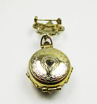 1950s Signed Coro Pegasus Mark Mid-Century Floral Drop Pin Locket - Back - Thumbnail