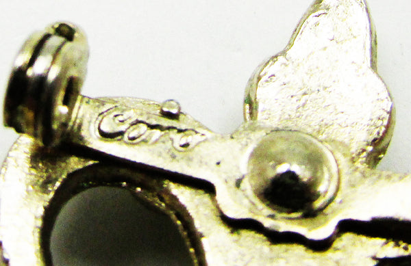 1950s Signed Coro Pegasus Mark Mid-Century Floral Drop Pin Locket - Signature