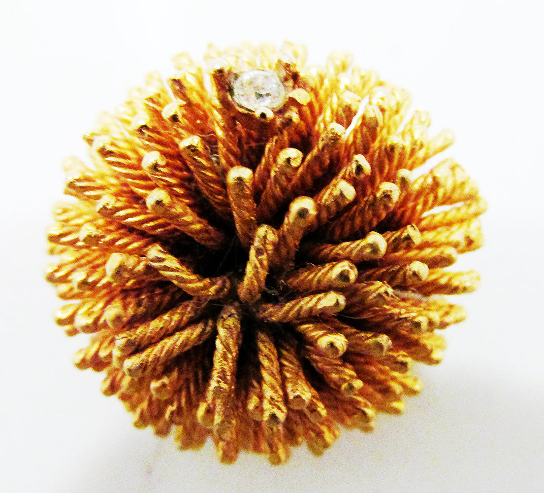 Boucher 1950s Vintage Designer Exotic Diamante Sea Anemone Pin - Front