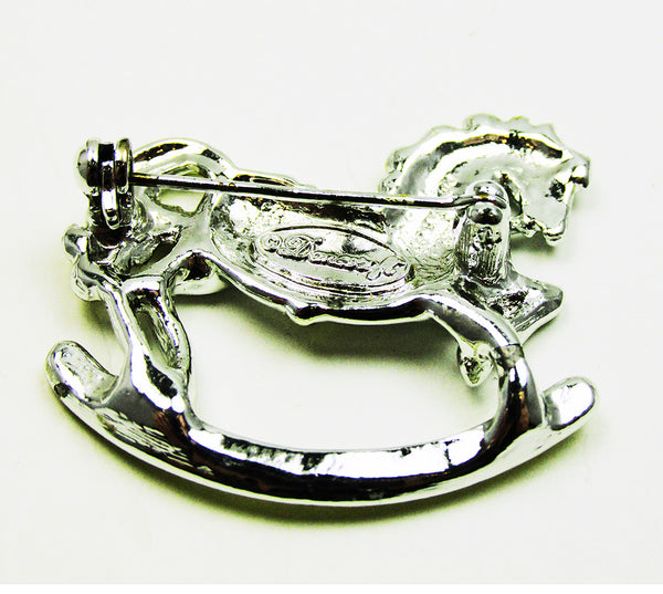 Vintage 1960s Whimsical Danecraft Designer Figural Rocking Horse Pin - Back