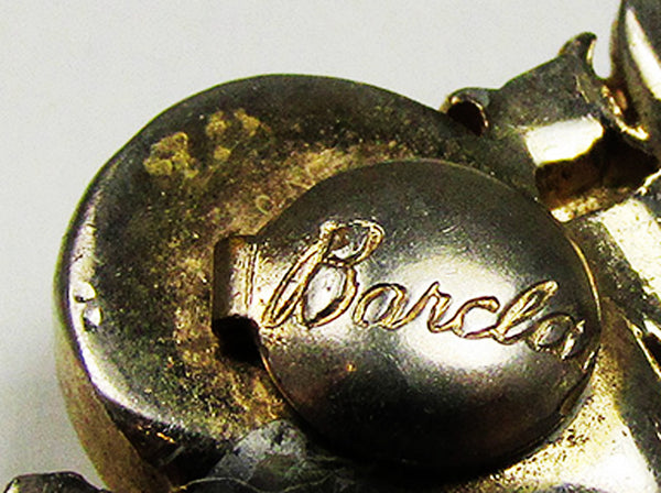 Vintage 1940s Barclay Mid-Century Diamante Costume Jewelry Pin - Signature