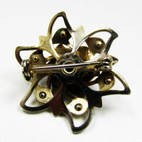 Vintage 1950s Mid-Century Eye-Catching Diamante and Enamel Floral Pin - Back - Thumbnail