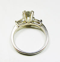 Vintage 1980s Cubic Zirconia and Sterling Solitaire Fashion Ring - Back - Thumbnail