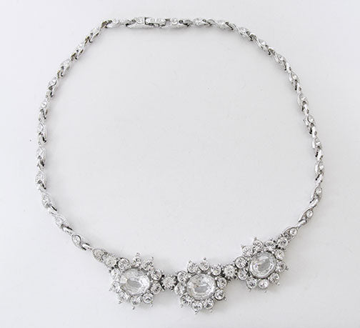 Bogoff Vintage 1950s Exquisite Mid Century Rhinestone Floral Necklace