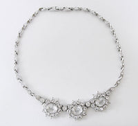 Bogoff Vintage 1950s Exquisite Mid Century Rhinestone Floral Necklace - Thumbnail