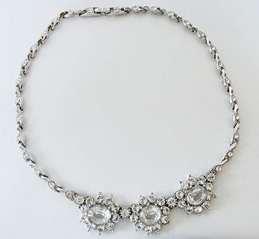 Bogoff Vintage 1950s Exquisite Mid Century Rhinestone Floral Necklace