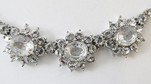 Bogoff Vintage 1950s Exquisite Mid Century Rhinestone Floral Necklace