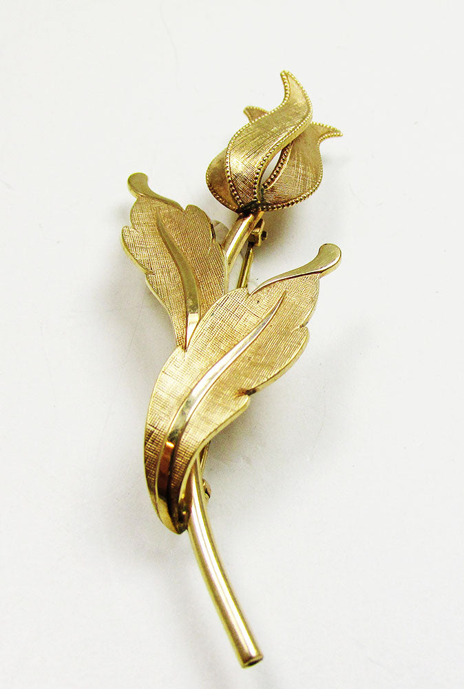 Vintage 1940s Van Dell Gold Filled Designer Tulip Pin - Front