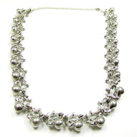Vintage Jewelry Mid-Century Diamante and Pearl Floral Necklace - Back - Thumbnail