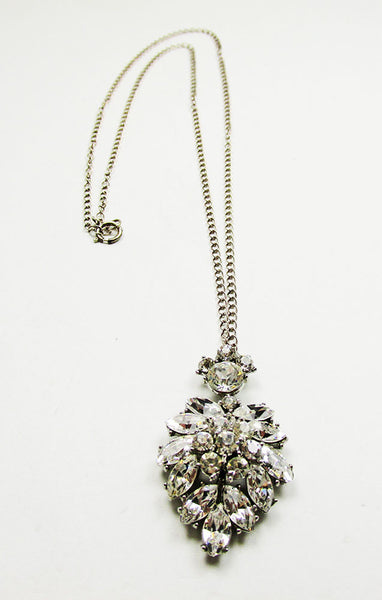 Crown Trifari 1940s Exquisite Sparkling Mid-Century Diamante Pendant - Front
