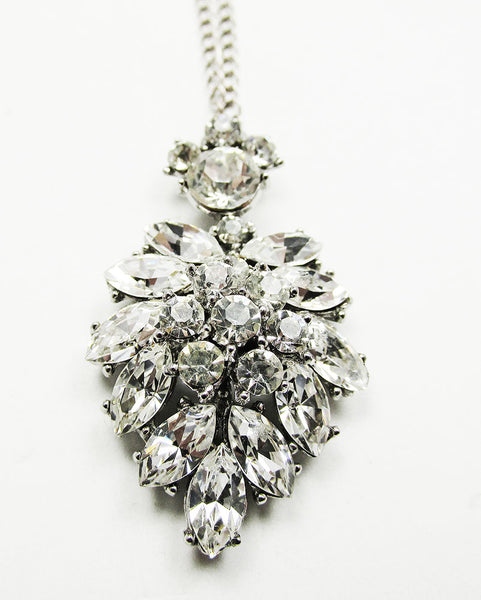 Crown Trifari 1940s Exquisite Sparkling Mid-Century Diamante Pendant - Close Up