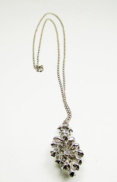 Crown Trifari 1940s Exquisite Sparkling Mid-Century Diamante Pendant - Back