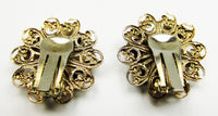Timeless 1950s Vintage Amethyst Diamante Sparkling Floral Earrings - Back - Thumbnail