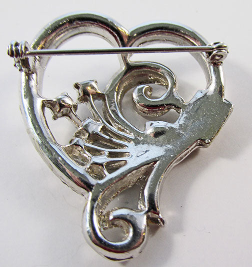 Vintage Stunning 1950s Rhinestone Floral Heart Pin