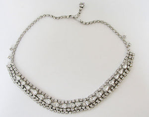 Vintage Mid Century 1950s Exquisite Rhinestone Statement NecklaceVintage Mid Century Rhinestone Statement Necklace