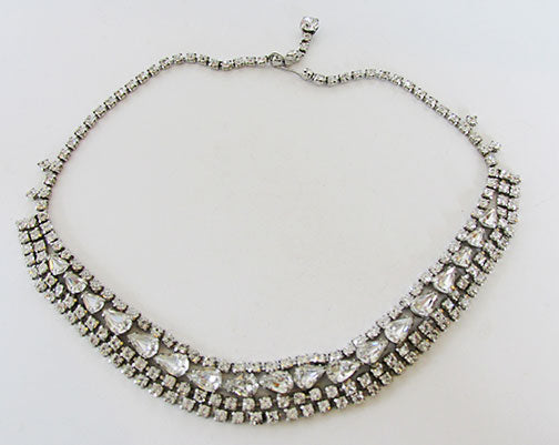 Vintage Mid Century 1950s Exquisite Rhinestone Statement Necklace