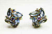 Stunning Vintage 1950s Mid-Century Diamante Geometric Earrings - Front - Thumbnail