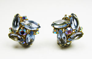 Stunning Vintage 1950s Mid-Century Diamante Geometric Earrings - Front