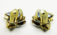 Stunning Vintage 1950s Mid-Century Diamante Geometric Earrings - Back - Thumbnail