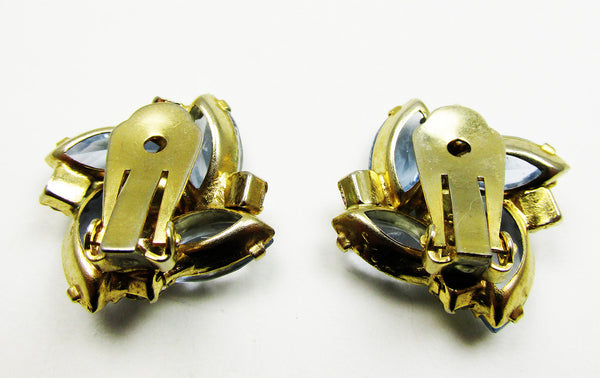 Stunning Vintage 1950s Mid-Century Diamante Geometric Earrings - Back
