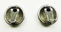 Striking Vintage Mid-Century Sparkling Rhinestone Button Earrings - Back - Thumbnail
