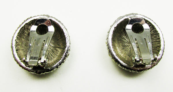 Striking Vintage Mid-Century Sparkling Rhinestone Button Earrings - Back