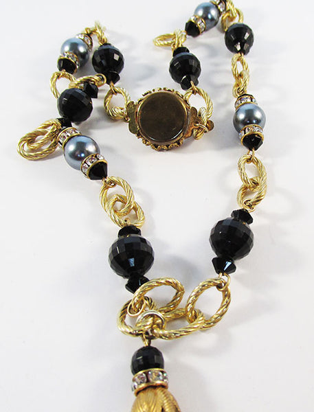 Vintage Stunning Mid-Century Crystal, Bead, and Rhinestone Pendant