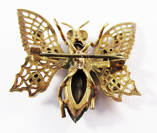 Czechoslovakia Vintage 1930s Delicate Brass Filigree Butterfly Pin