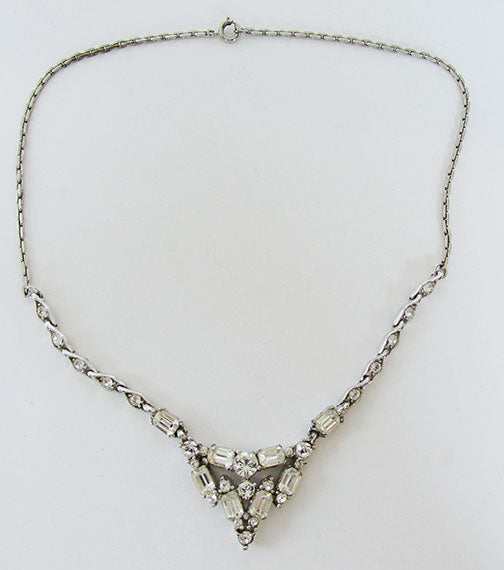Bogoff Vintage Mid Century Elegant Geometric Rhinestone Necklace