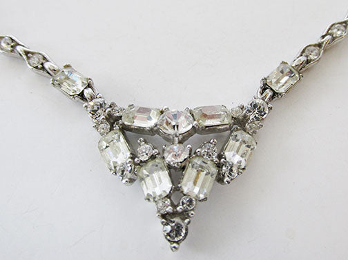 Bogoff Vintage Mid Century Elegant Geometric Rhinestone Necklace