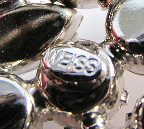 Weiss Vintage 1950s Bold Mid Century Rhinestone Leaf Pin