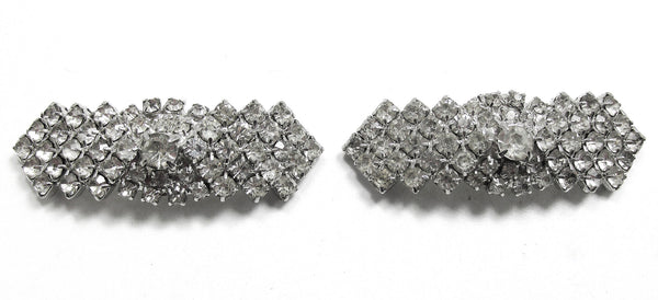 Vintage 1950s Dazzling Mid-Century Rhinestone Shoe Clips - Front