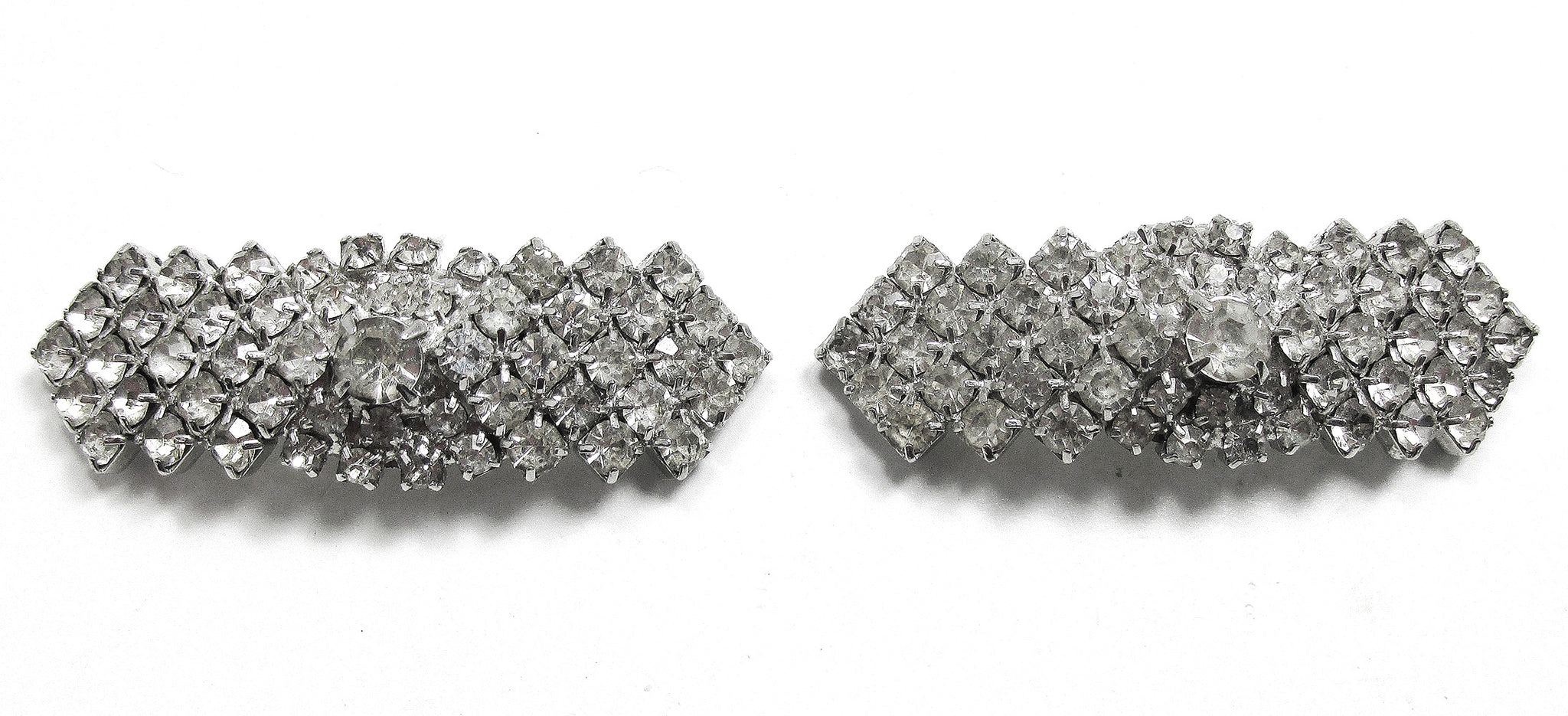 Vintage 1950s Dazzling Mid-Century Rhinestone Shoe Clips - Front
