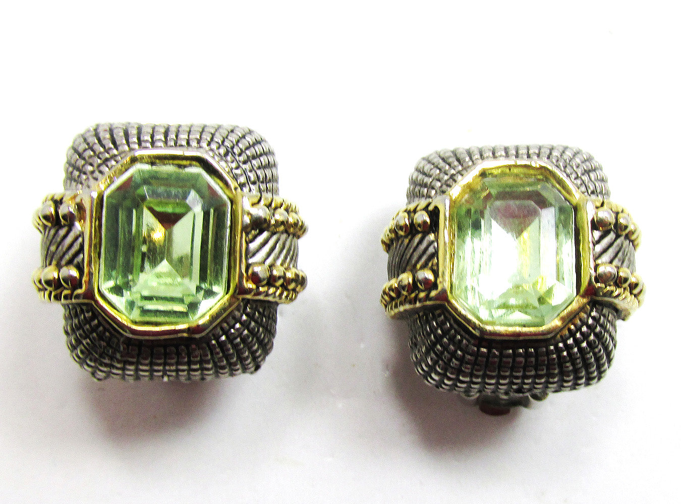 Jewelry, Vintage 1970s Citrine Rhinestone Clip-On Earrings - Front