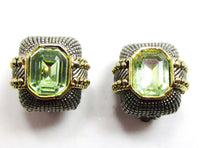 Jewelry, Vintage 1970s Citrine Rhinestone Clip-On Earrings - Front - Thumbnail