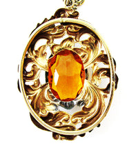 1930s Vintage Jewelry Bold Art Nouveau Style Topaz Diamante Pendant