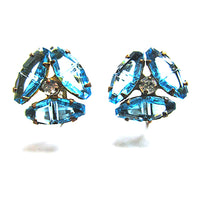 Jewelry Vintage 1940s Mid-Century Rhinestone and Vermeil Earrings - Front - Thumbnail