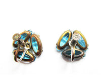 Jewelry Vintage 1940s Mid-Century Rhinestone and Vermeil Earrings - Back - Thumbnail