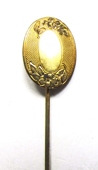 Vintage Jewelry 1940s Elegant Mid-Century Gold Hat or Stick Pin - Head - Thumbnail