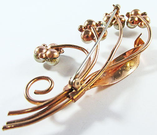 Vintage 1940s Elegant Pearl and Rhinestone Floral Bouquet Pin