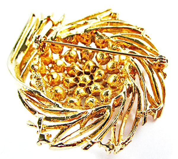 Lisner 1950s Vintage Designer Jewelry Striking Diamante Floral Pin - Back
