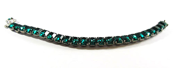 Vintage Costume Jewelry 1930s Flawless Emerald Diamante Bracelet- Front