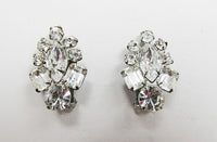 Weiss Vintage 1950s Dazzling Mid Century Floral Rhinestone Earrings - Thumbnail