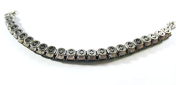 Vintage Costume Jewelry 1930s Flawless Emerald Diamante Bracelet - Back