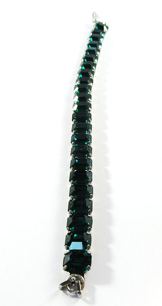 Vintage Costume Jewelry 1930s Flawless Emerald Diamante Bracelet - Front