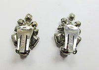 Weiss Vintage 1950s Dazzling Mid Century Floral Rhinestone Earrings - Thumbnail