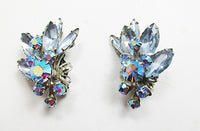 Beaujewels Vintage Mid Century Sparkling Sapphire Rhinestone Earrings - Thumbnail