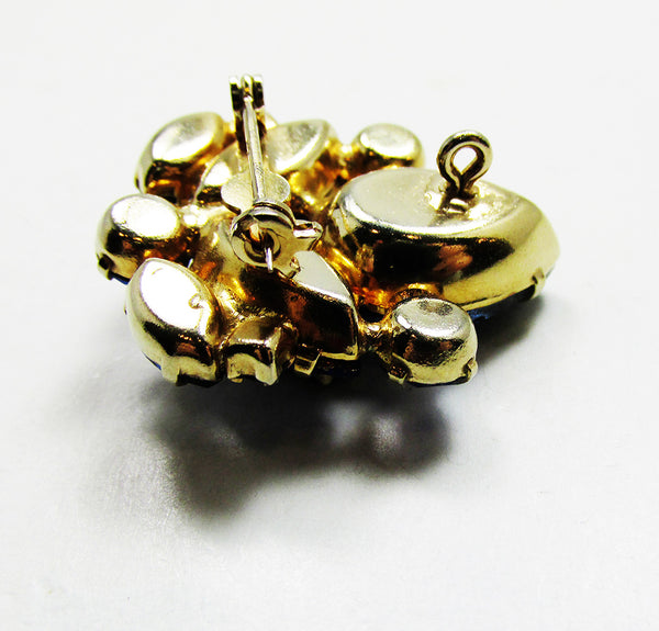 Vintage Mid-Century Avant-Garde Sapphire Diamante Pin/Pendant - Back