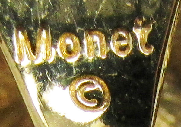 Vintage 1970s Monet Designer Rhinestone and Enamel Earrings - Signature
